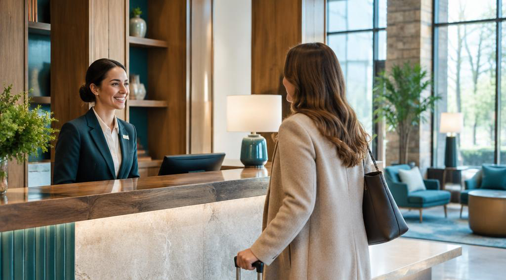 Recepción contemporánea de un hotel